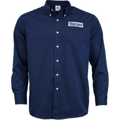 Embroidered Mens Long Sleeve Twill Dress Shirt
