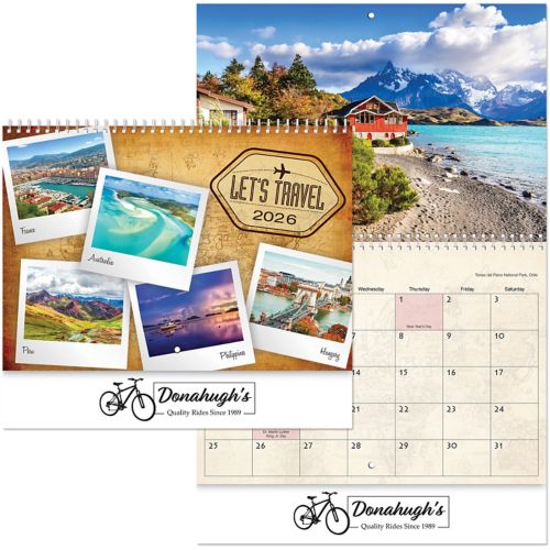 Lets Travel Spiral Wall Calendar