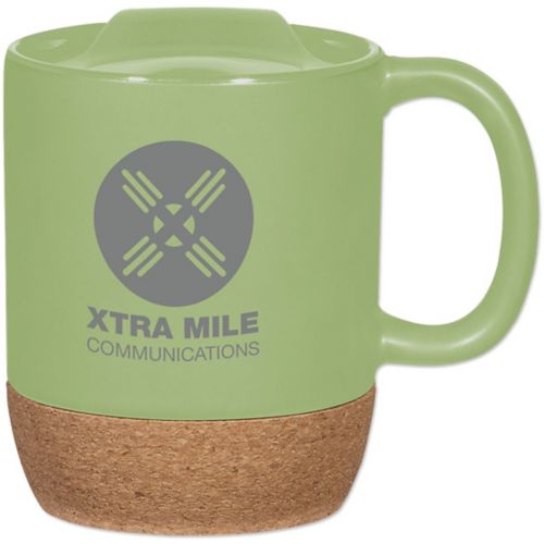 Cork Base Ceramic Mug With Lid 14 oz