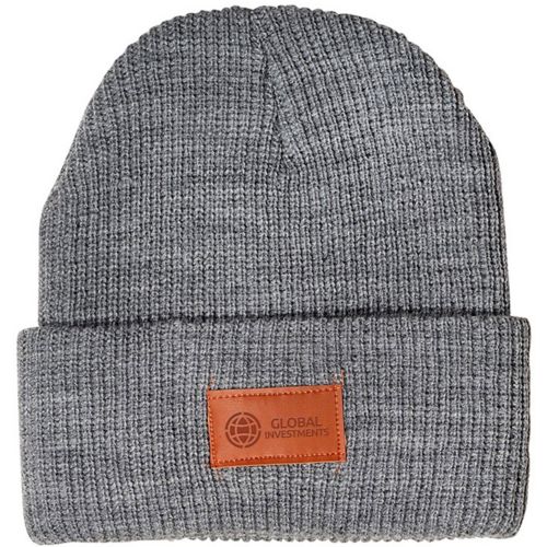 Leeman Cuffed Rib Knit Beanie With Debossed Patch