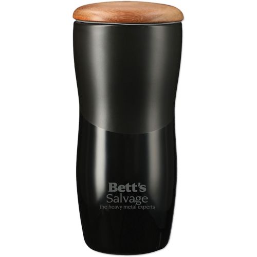 Reno Ceramic Tumbler With Wood Lid 10 oz