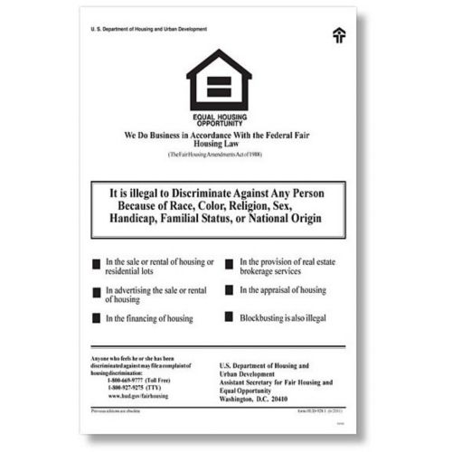Hud Federal Fair Housing Poster English