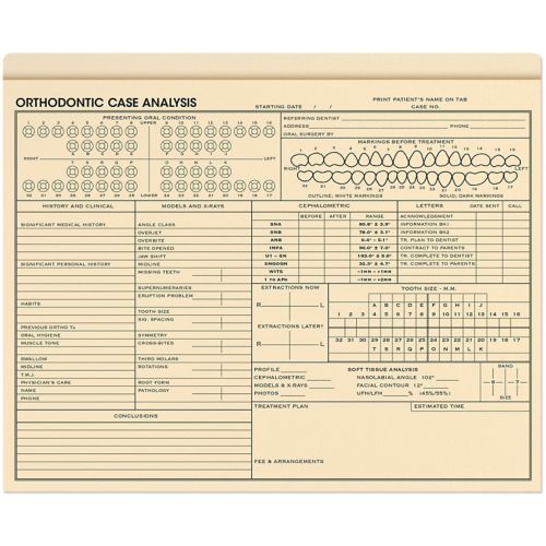Orthodontic Patient File Folders Packs 25 Per Pack