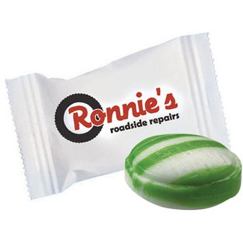 Green Striped Spearmint Candies Custom Imprint