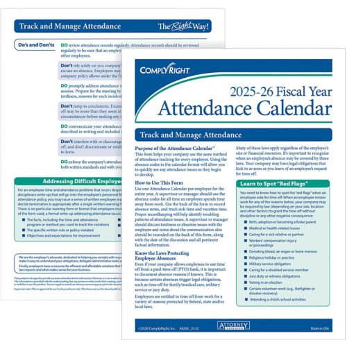 Fiscal Year Attendance Cals 50 Pack 2025-2026