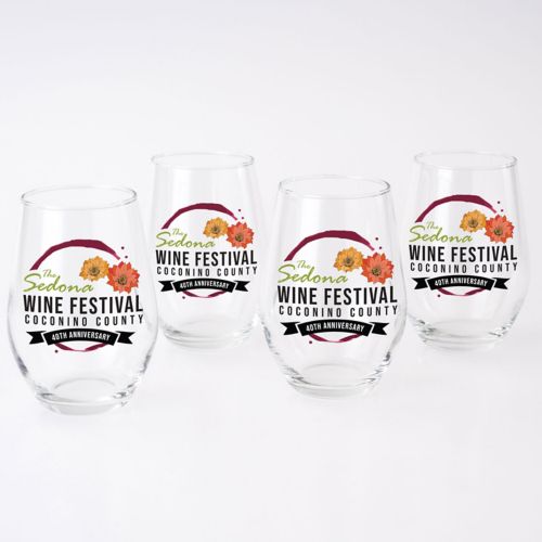 Full Colour Stemless Wine Glass Gift Set Of 4