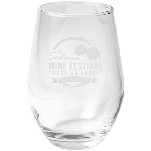 4 Piece Etched Stemless Wine Glass
