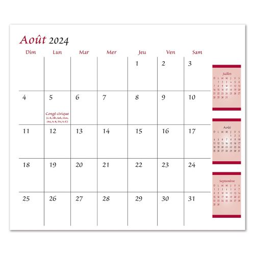 Refill French Monthly Pocket Calendar