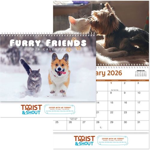 Full Colour Furry Friends Spiral Wall Calendar