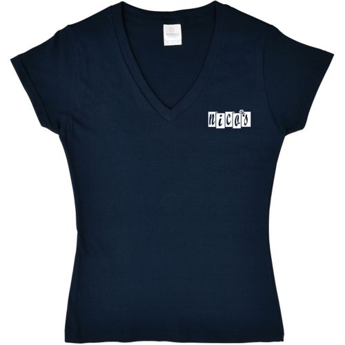 Screen Printed Ladies Cotton V-Neck T-Shirt