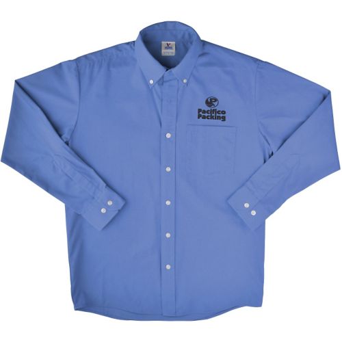 Embroidered Mens Long Sleeve Twill Dress Shirt