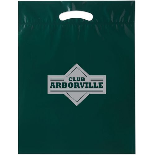 Die Cut Plastic Bag 12 x 15 x 3 Metallic Imprint