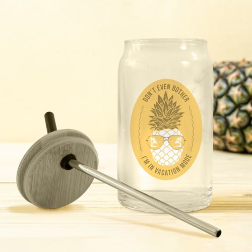 POD Full Color Can Glass W Bamboo Lid 16 oz