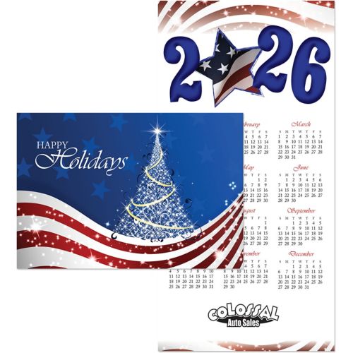 Patriotic Tree Card To Calendar