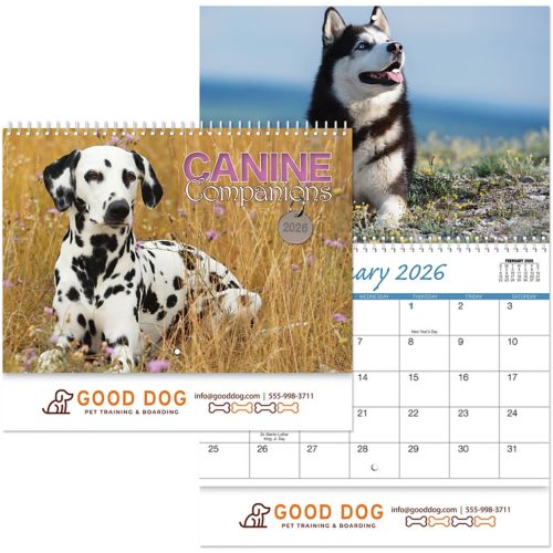Full Color Canine Companions Spiral Wall Calendar