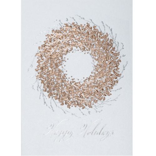 Rose Gold Wreath Holiday Card