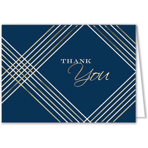 Thank You Greeting Card - Blue Geometric