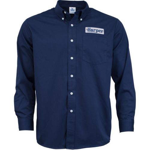 Embroidered Mens Long Sleeve Twill Dress Shirt
