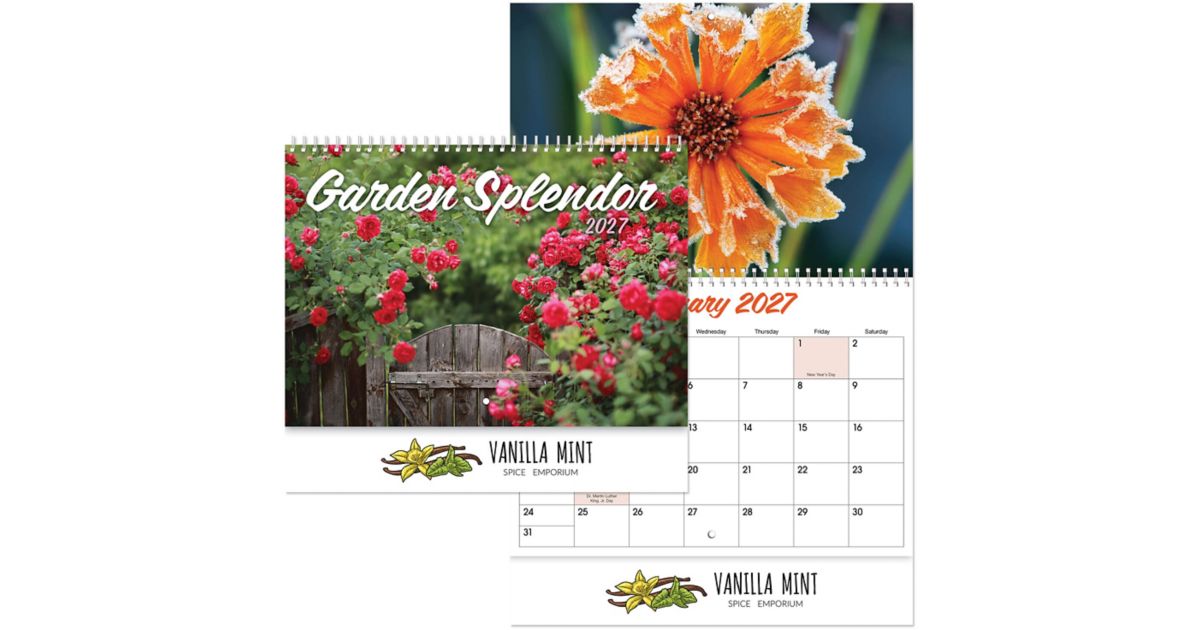 Full Color Garden Splendor Wall Calendar Spiral | Amsterdam Printing