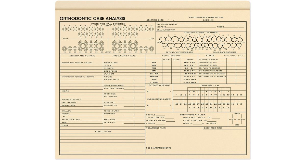Orthodontic Patient File Folders Packs 25 Per Pack | Amsterdam Printing