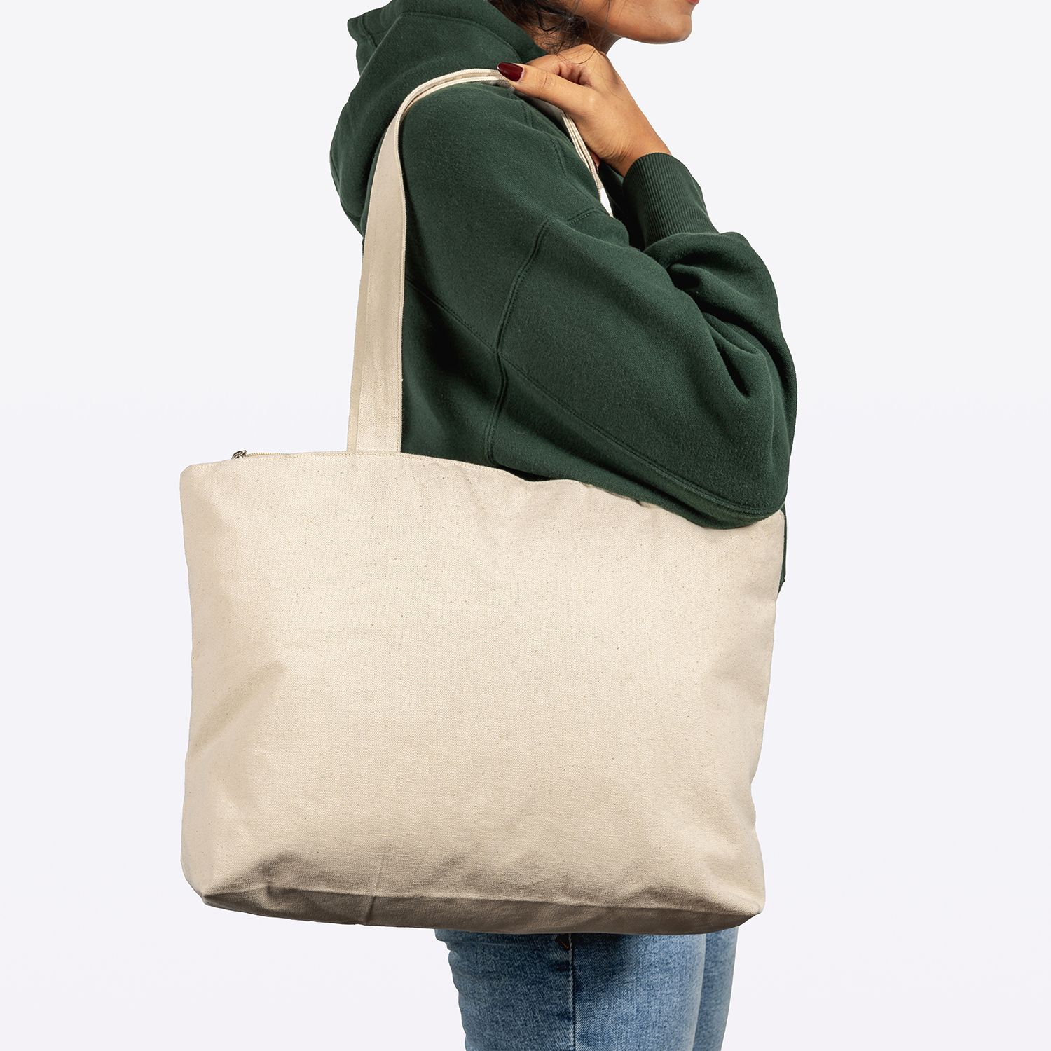 ZIPPERED COTTON CANVAS TOTE 12 OZ 1