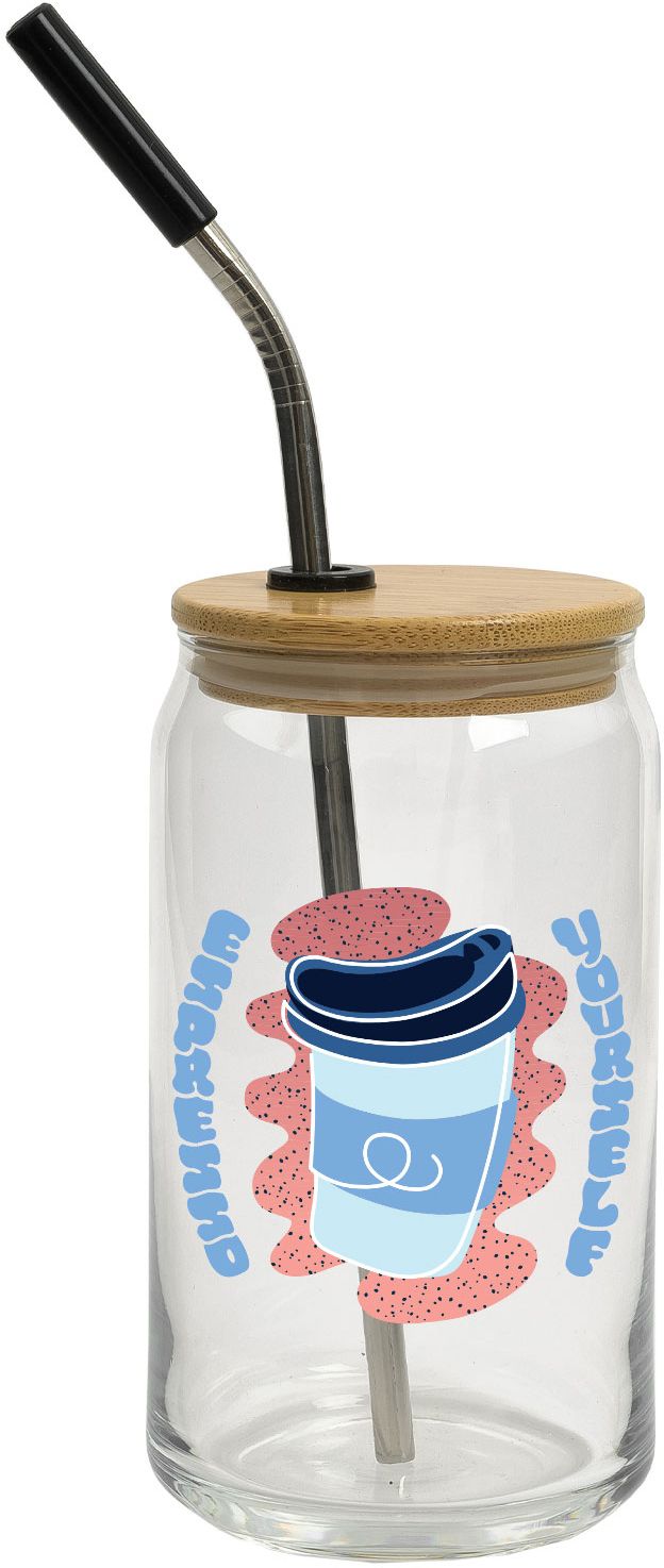 FULL COLOR CAN GLASS 16 OZ WITH LID AND STRAW 4