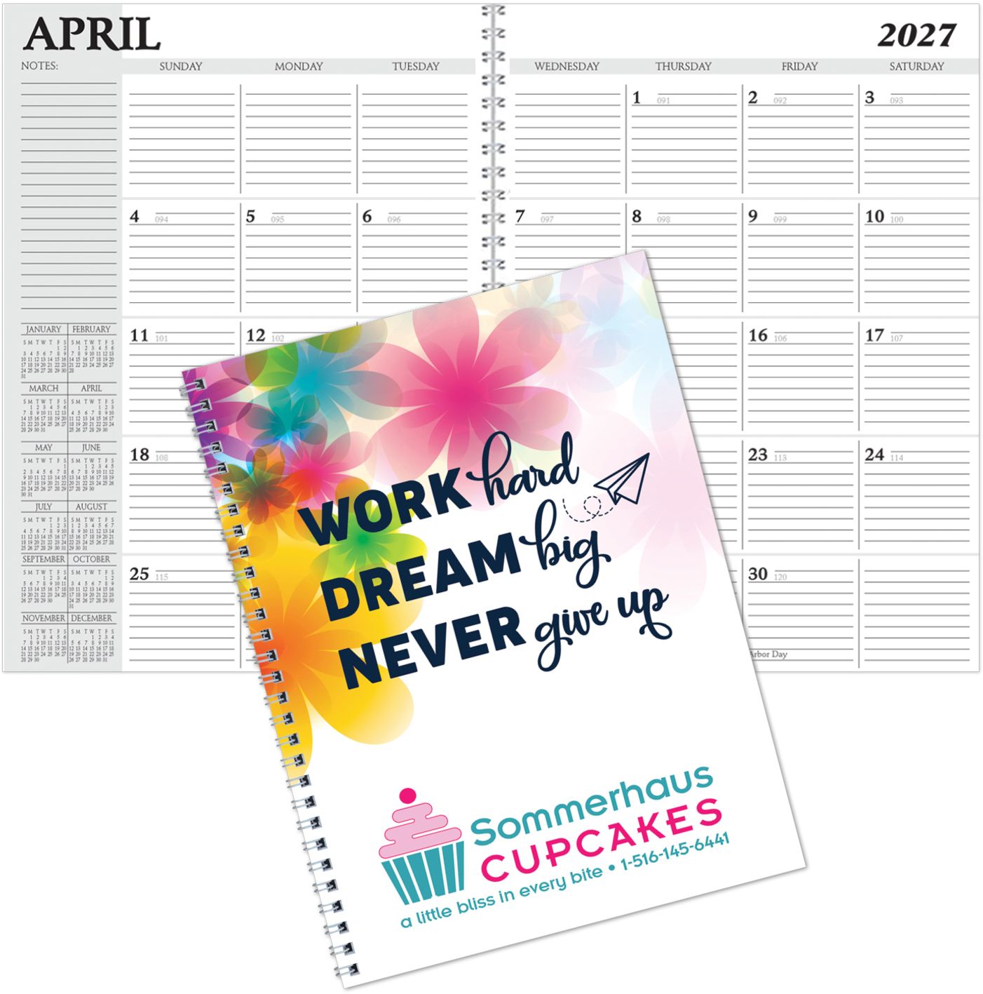 FULL COLOR SPIRAL DESK PLANNER 7X10 5