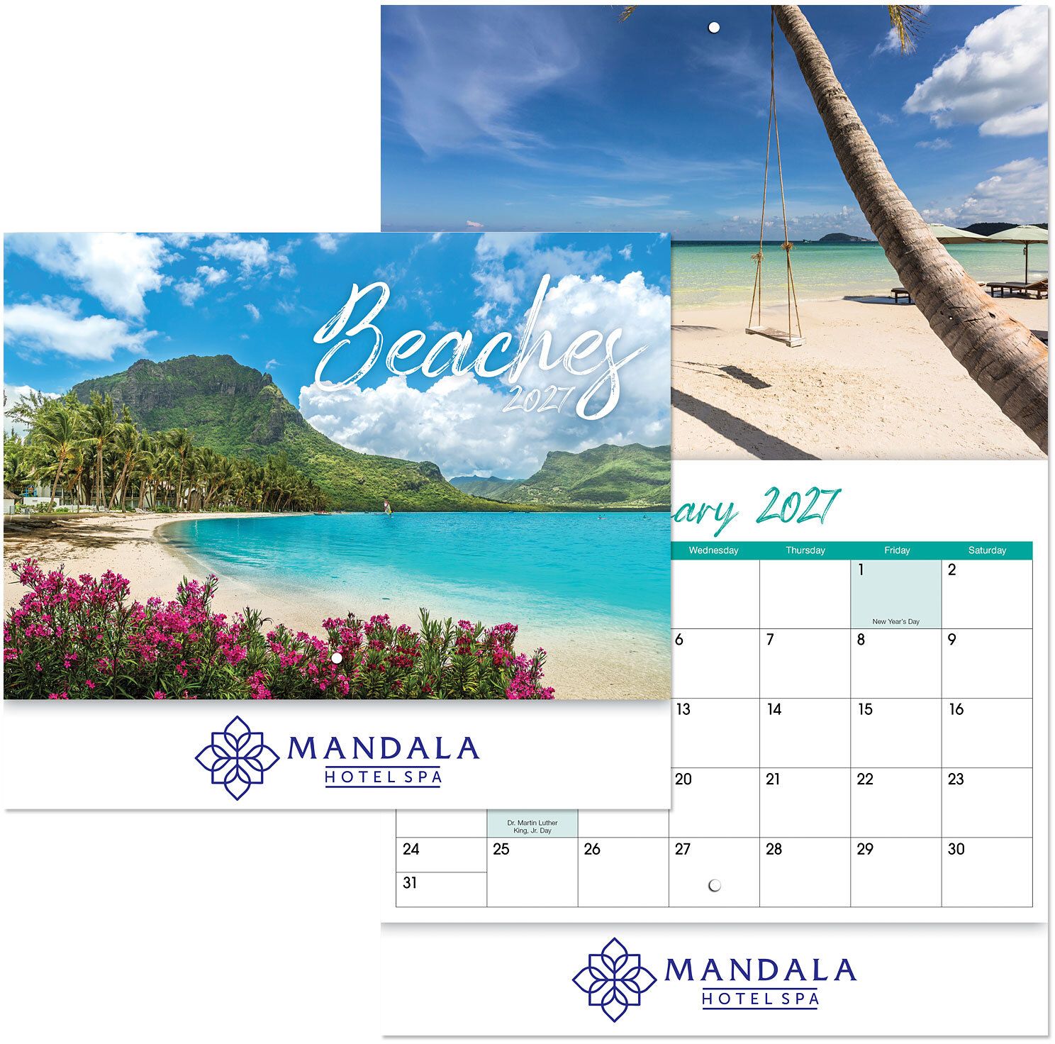 BEACHES STAPLED WALL CALENDAR 2