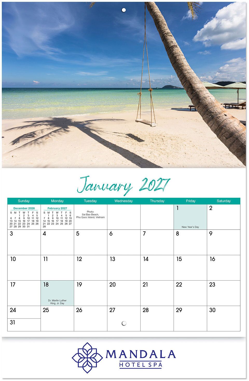 BEACHES STAPLED WALL CALENDAR 4