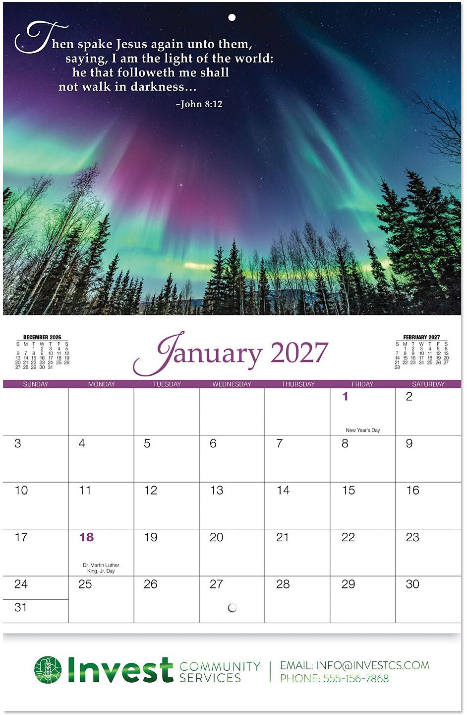 CHRISTIAN GRACE STAPLED WALL CALENDAR 4