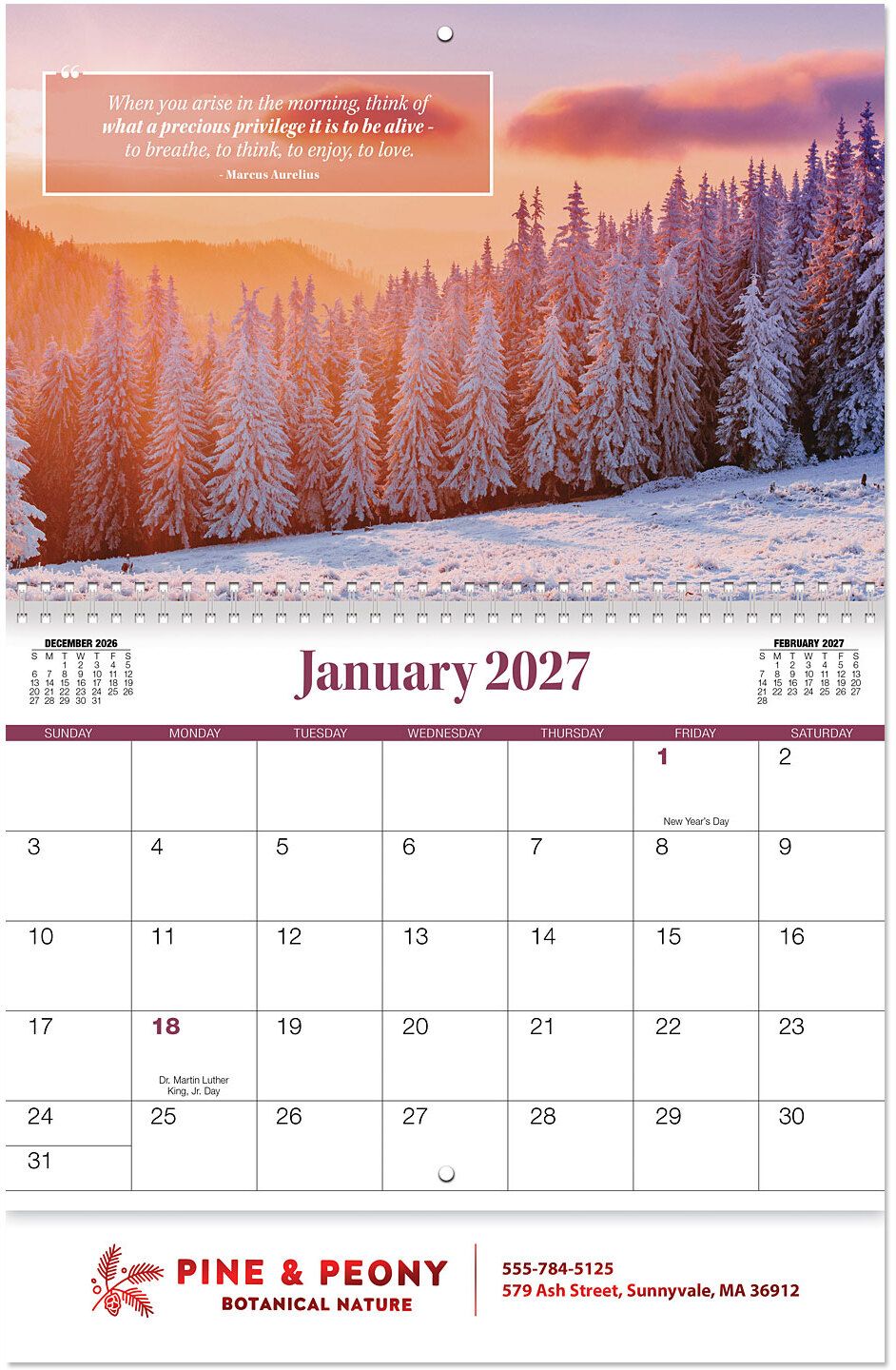 MOMENTS OF INSPIRATION SPIRAL WALL CALENDAR 6