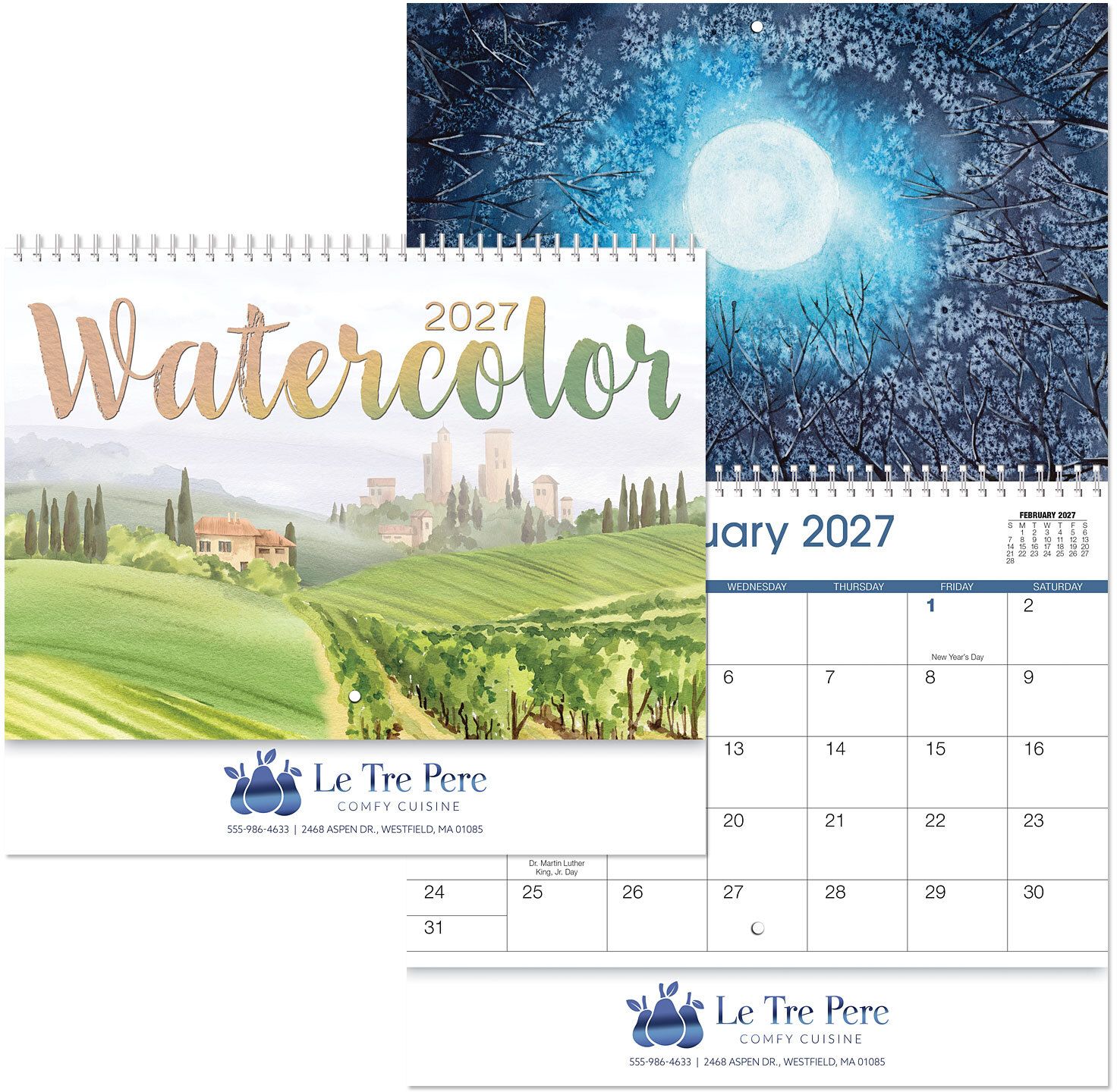 WATER COLOR SPIRAL WALL CALENDAR 3