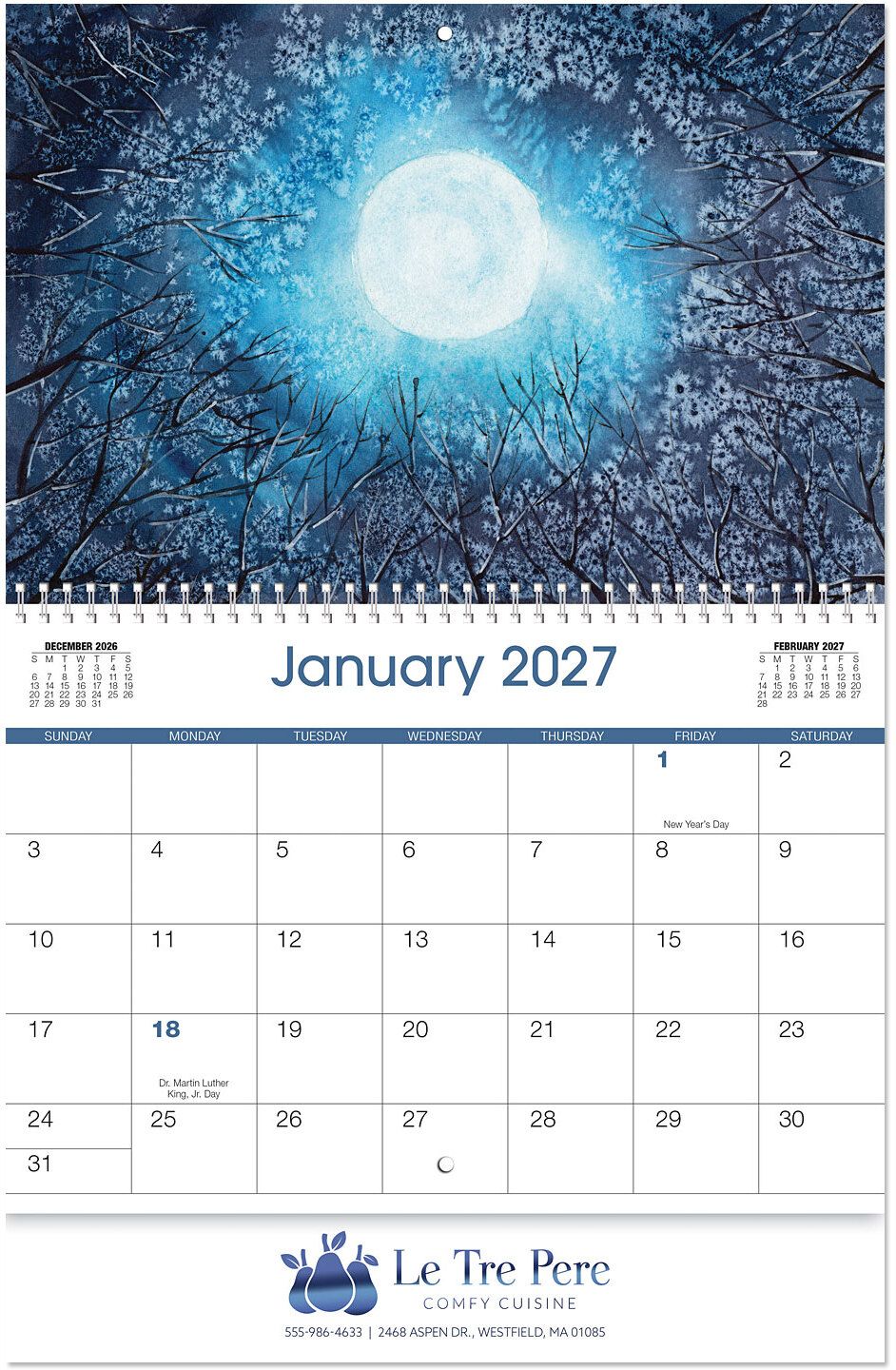 WATER COLOR SPIRAL WALL CALENDAR 5
