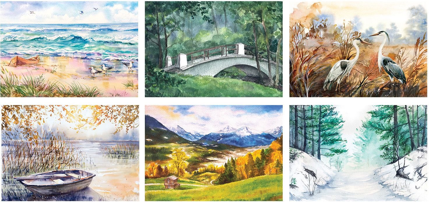 WATER COLOR SPIRAL WALL CALENDAR 7
