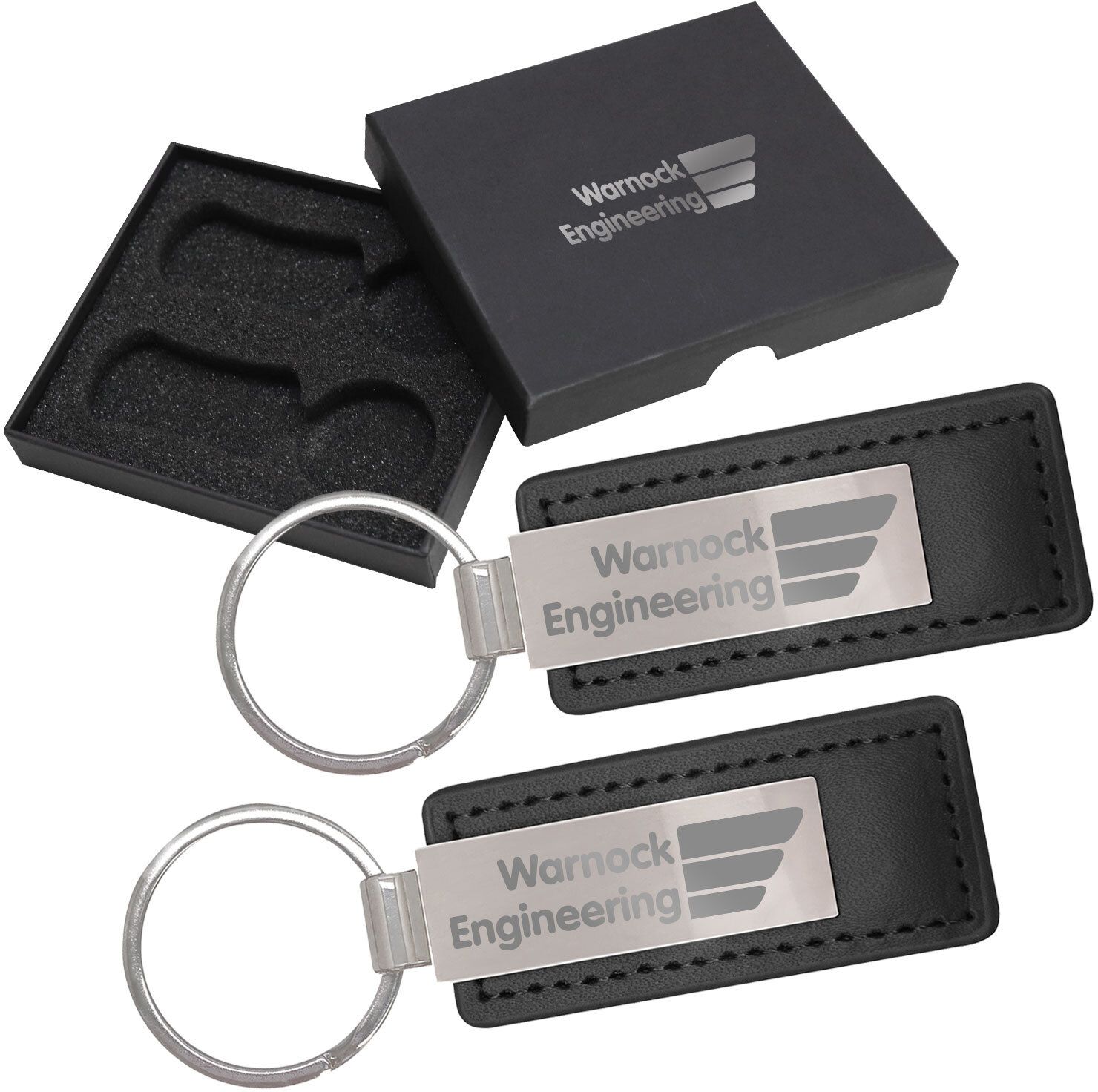 DUAL LEATHERETTE KEYCHAIN GIFT SET 2