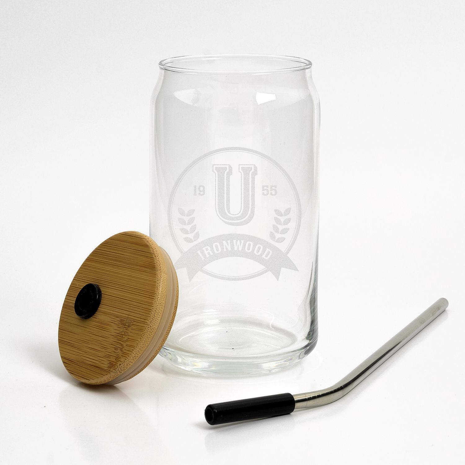 ETCHED CAN GLASS 16 OZ 6