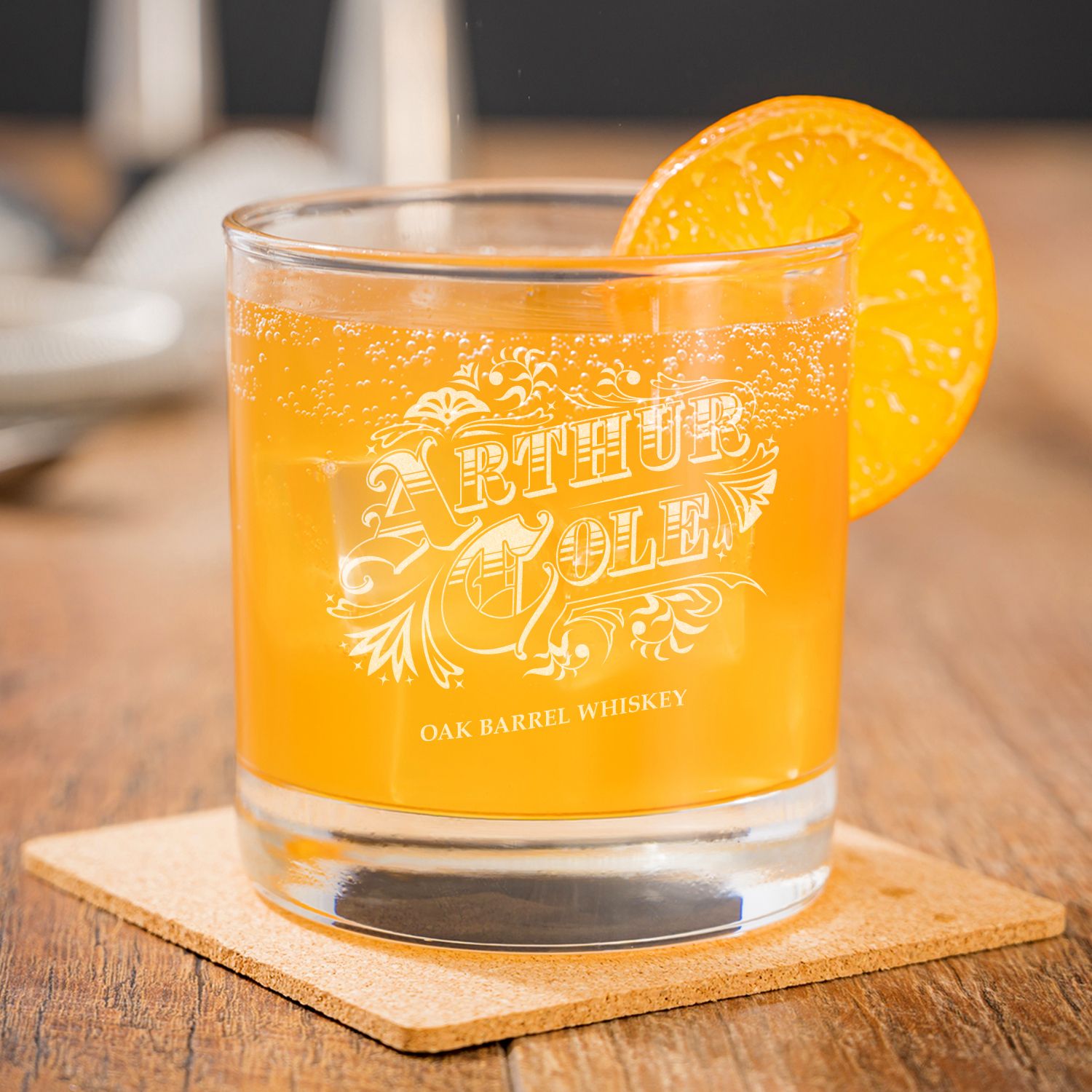 ETCHED WHISKEY GLASS 10.5 OZ 4