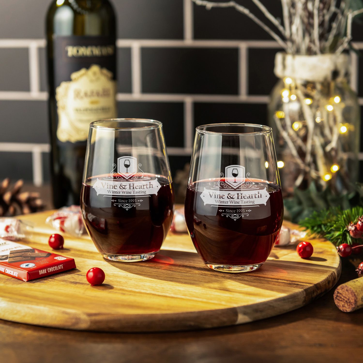 ETCHED STEMLESS WINE GLASS 11.5 OZ 7