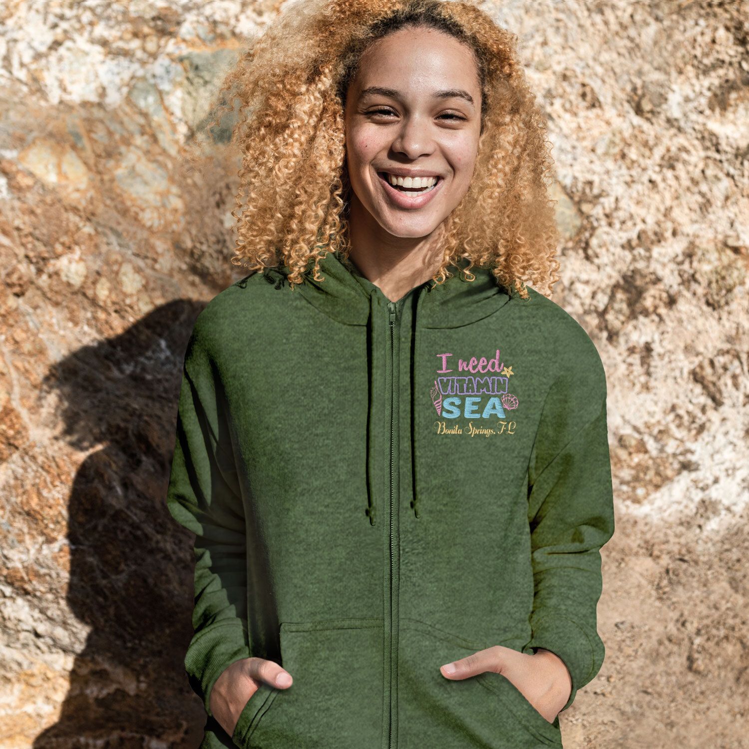 ADULT FULL ZIP VANTAGE HEATHER HOODIE - EMBROIDERY 2