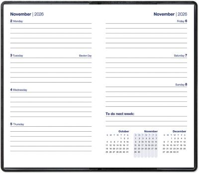 Foiled Pocket Rings Month on 2 Pages Deluxe Planner Calendar Refill, 3.2 x  4.7 | 81mm x 120mm, Sunday Start, Dated Monthly View, Choose 12 Months