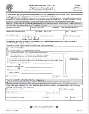 HR Employee File Folders: I-9 Employee Verification Form