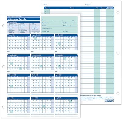 Attendance Forms: 2025 Academic Attendance Recorder (Packs) 25/Pack