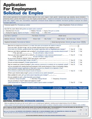 bilingual spanish forms and spanish job applications amsterdam printing