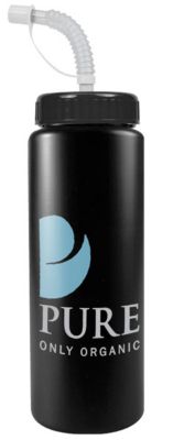 Custom Drinkware: Sports Bottle With Clear Straw 32 oz
