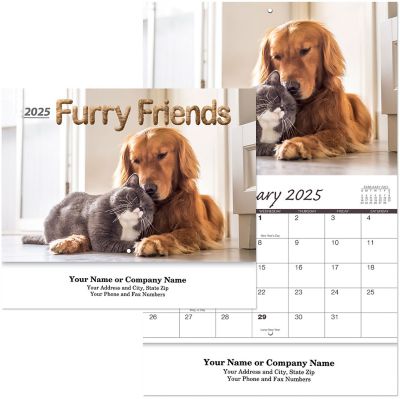 Promotional Wall Calendars: Furry Friends Stapled Wall Calendar