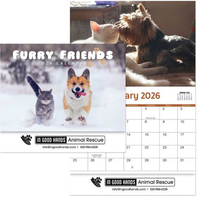 Promotional Wall Calendars: Furry Friends Stapled Wall Calendar