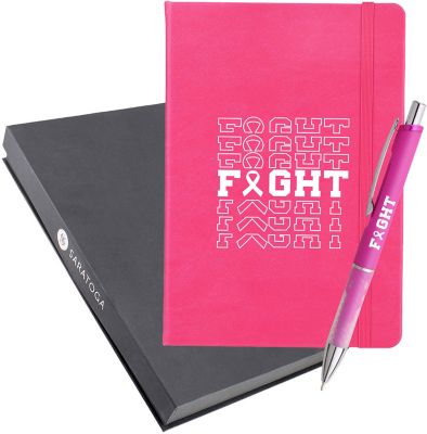 Breast Cancer Awareness Merchandise: Debossed Bella Luna Brite Journal And Pen Set