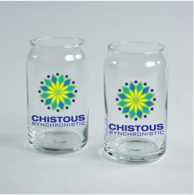 Custom Drinkware Gift Sets: Full Color Can Shape Glass Gift Set Of 2