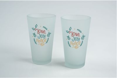 Promotional Gift Sets: Reusable Full Color Frosted Mixing Glass Set of 2 - 16 oz