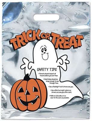 Giveaways: Silver Reflective Ghost Trick Or Treat Bag